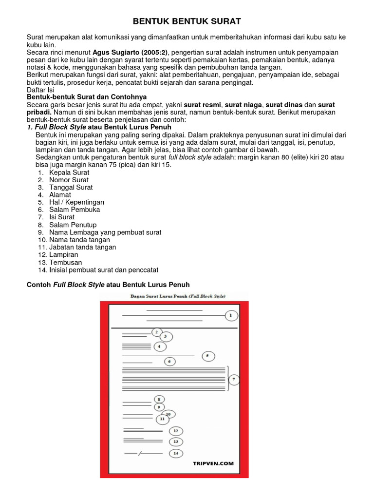 Bentuk-Bentuk Surat Resmi dan Contohnya | PDF