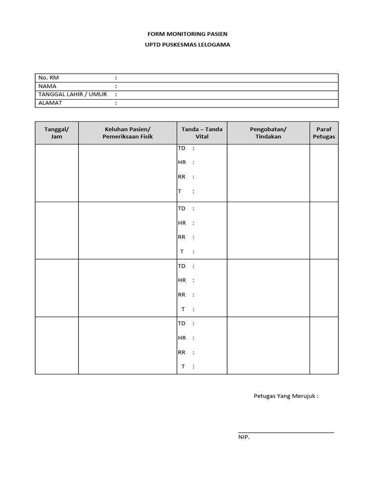 Form Monitoring PASIEN UGD DAN RANAP | PDF