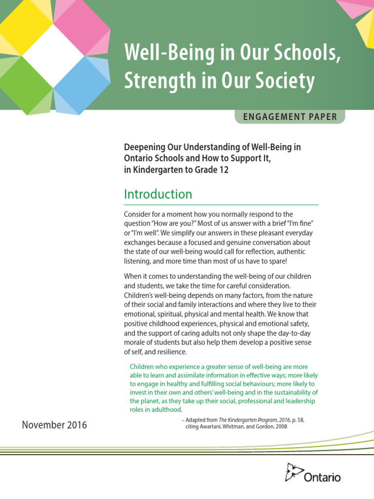 Enhancing Student Well-Being in Ontario | PDF | Quality Of Life ...