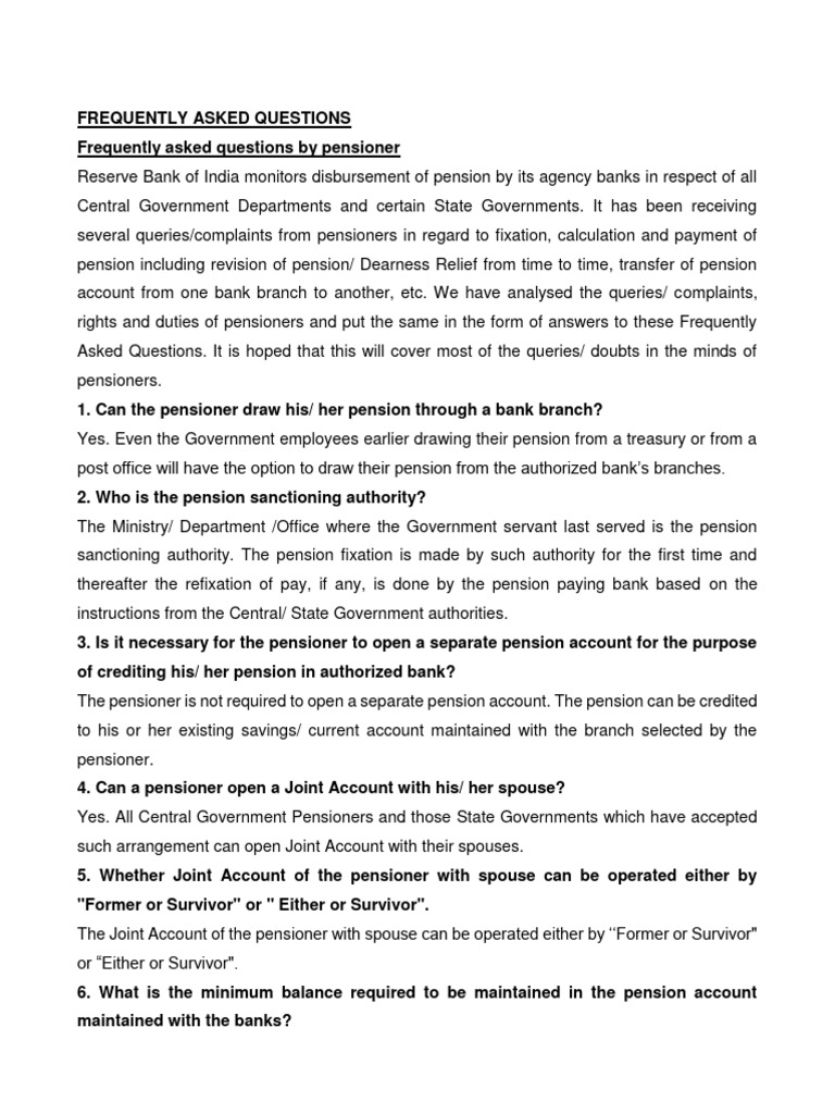 Pensioners' FAQs on Pension Disbursement | PDF | Banks | Pension