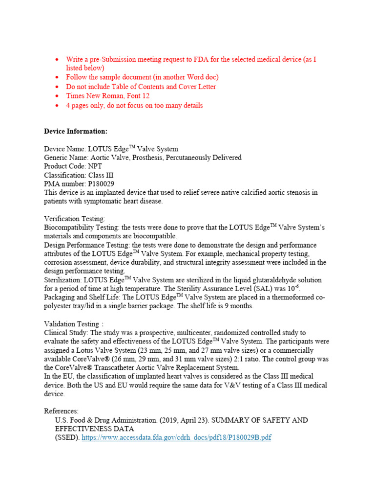 Assignment Instruction | PDF | Food And Drug Administration | Medical ...
