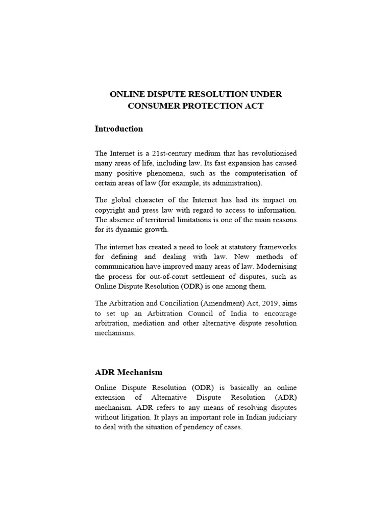 Online Dispute Resolution Pdf Alternative Dispute Resolution