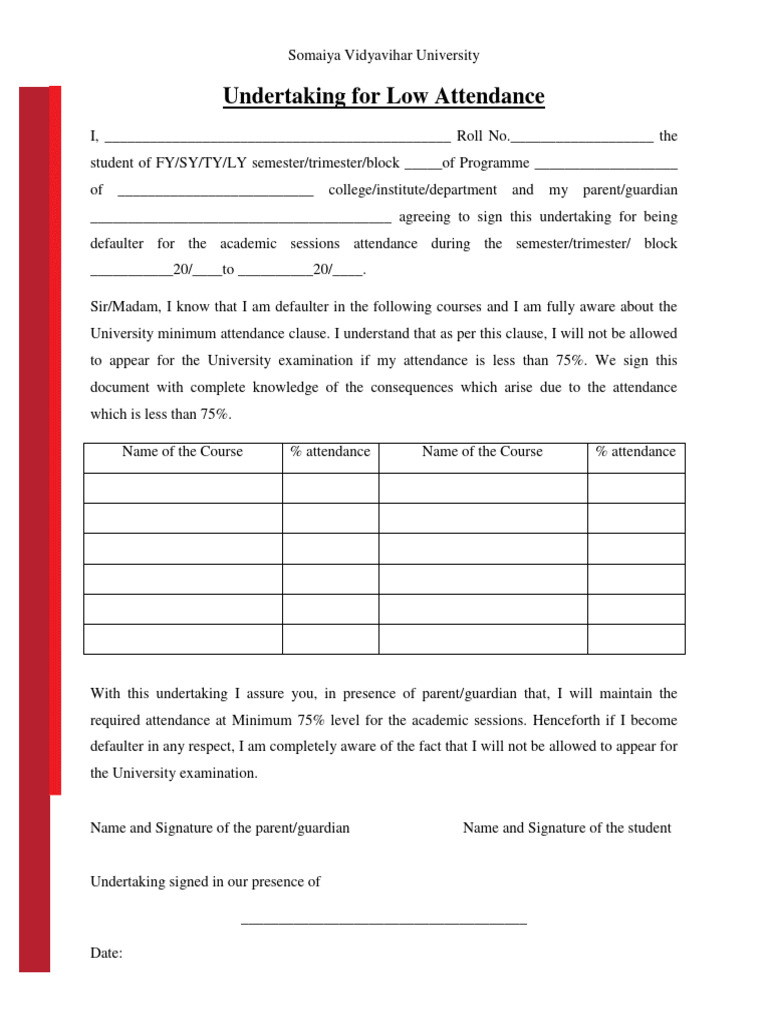 46A COE Undertaking+for+Low++Attendence+17+Oct+2022 | PDF