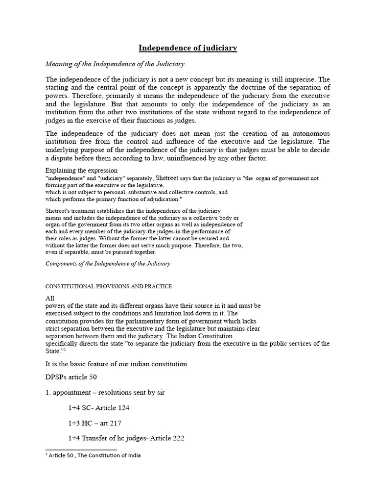Independence of Judiciary | Download Free PDF | Judiciaries | Supreme ...