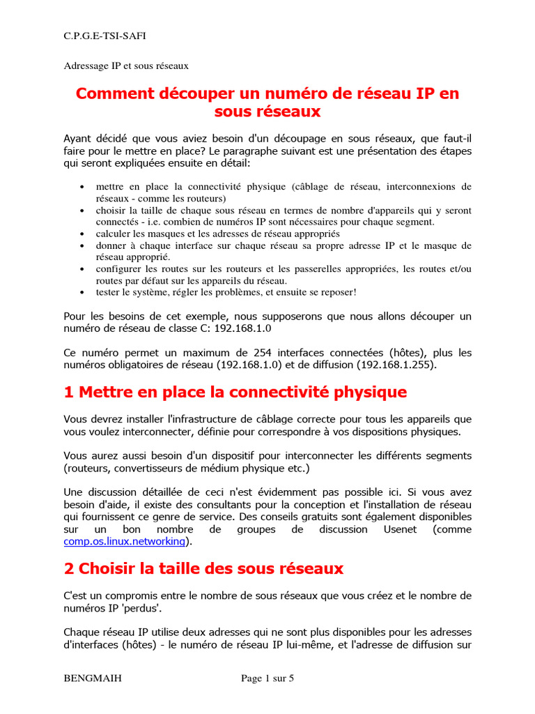 Découpage IP en sous-réseaux | PDF | Adresse IP | Protocoles Internet