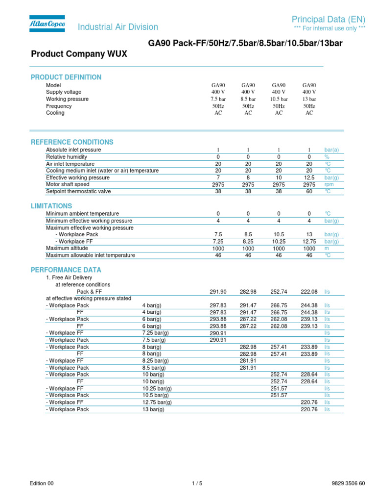 GA90 Compressor Specifications Overview | PDF | Clothes Dryer | Valve