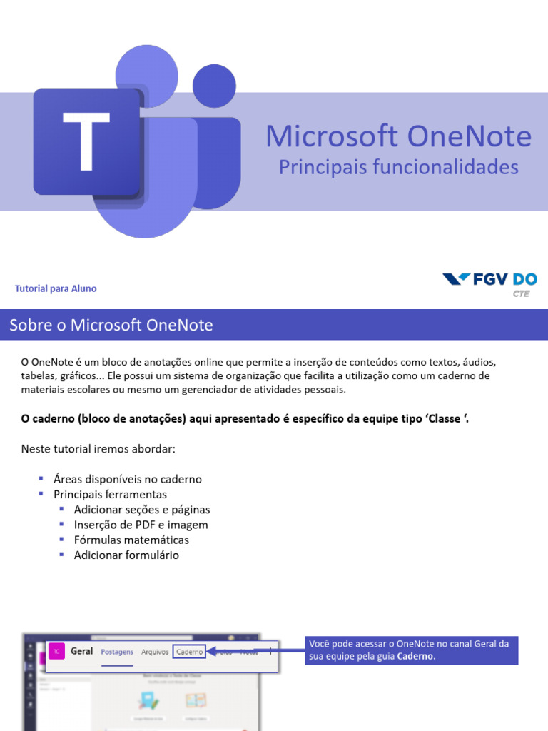 Tutorial do OneNote para Alunos | PDF | Informática | Programas