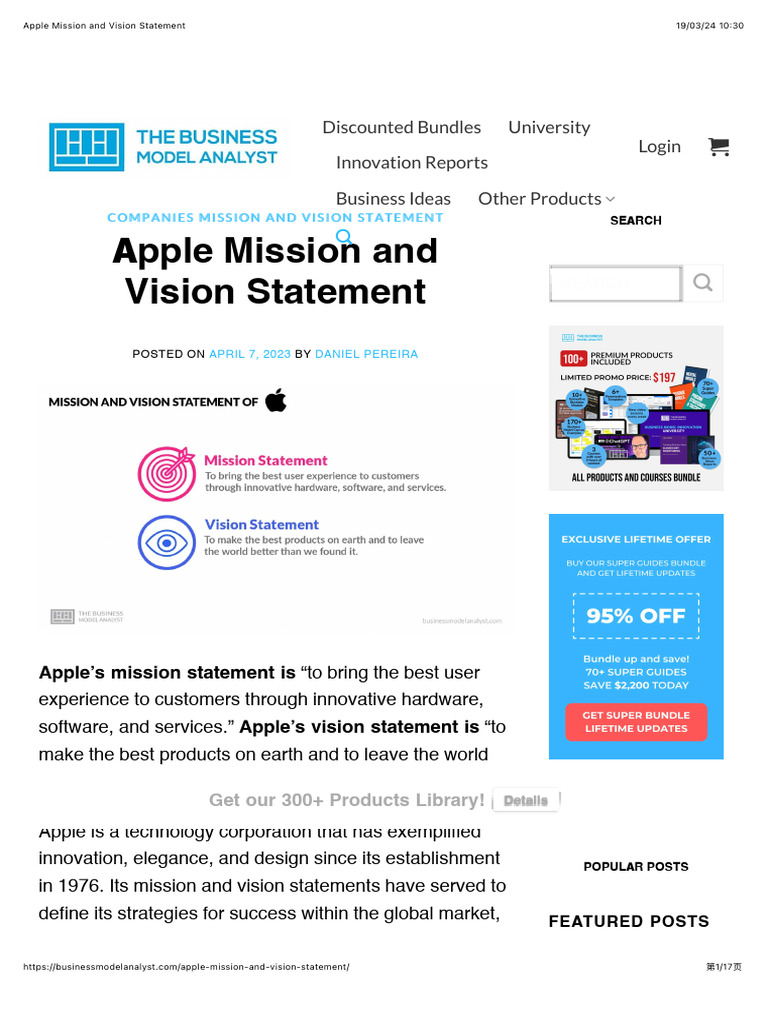 Apple Mission and Vision Statement PDF Apple Inc. Ios