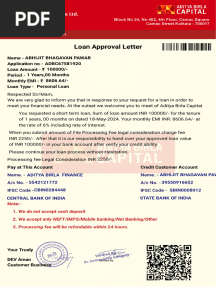 Aditya Birla Capital Approval Letter PDF