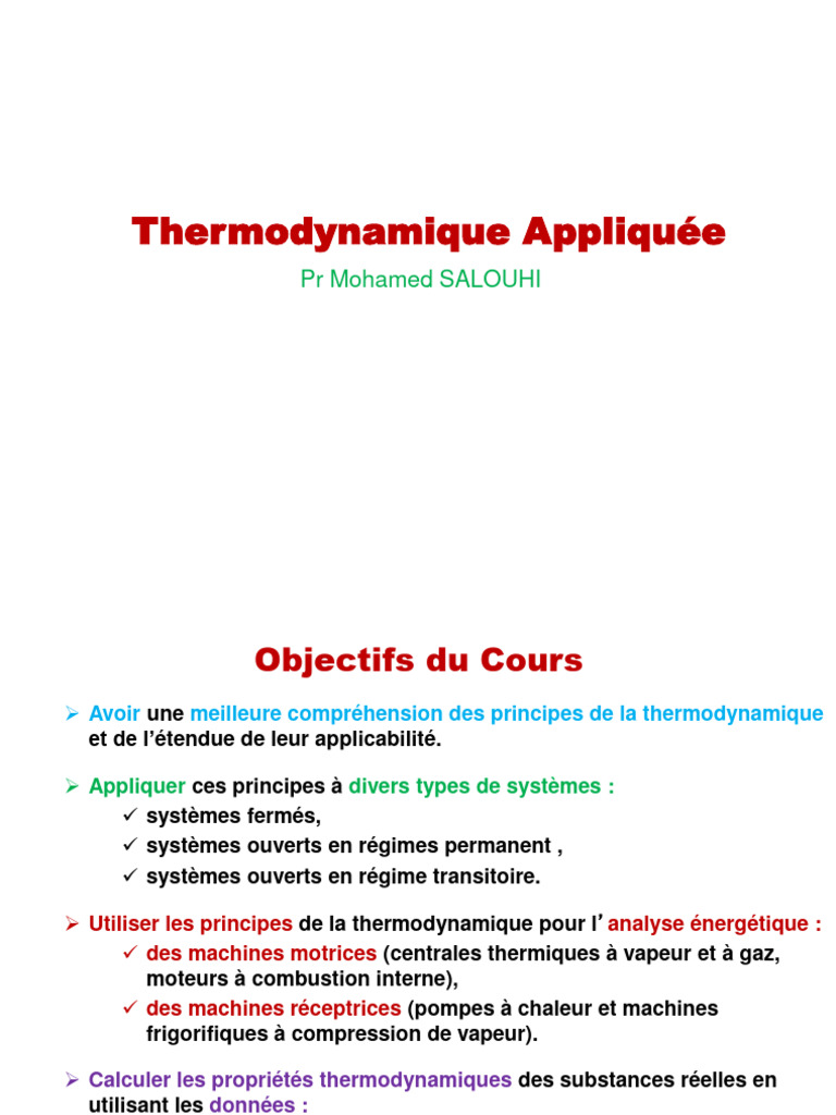 Cours Thermo | PDF | Thermodynamique | Chaleur