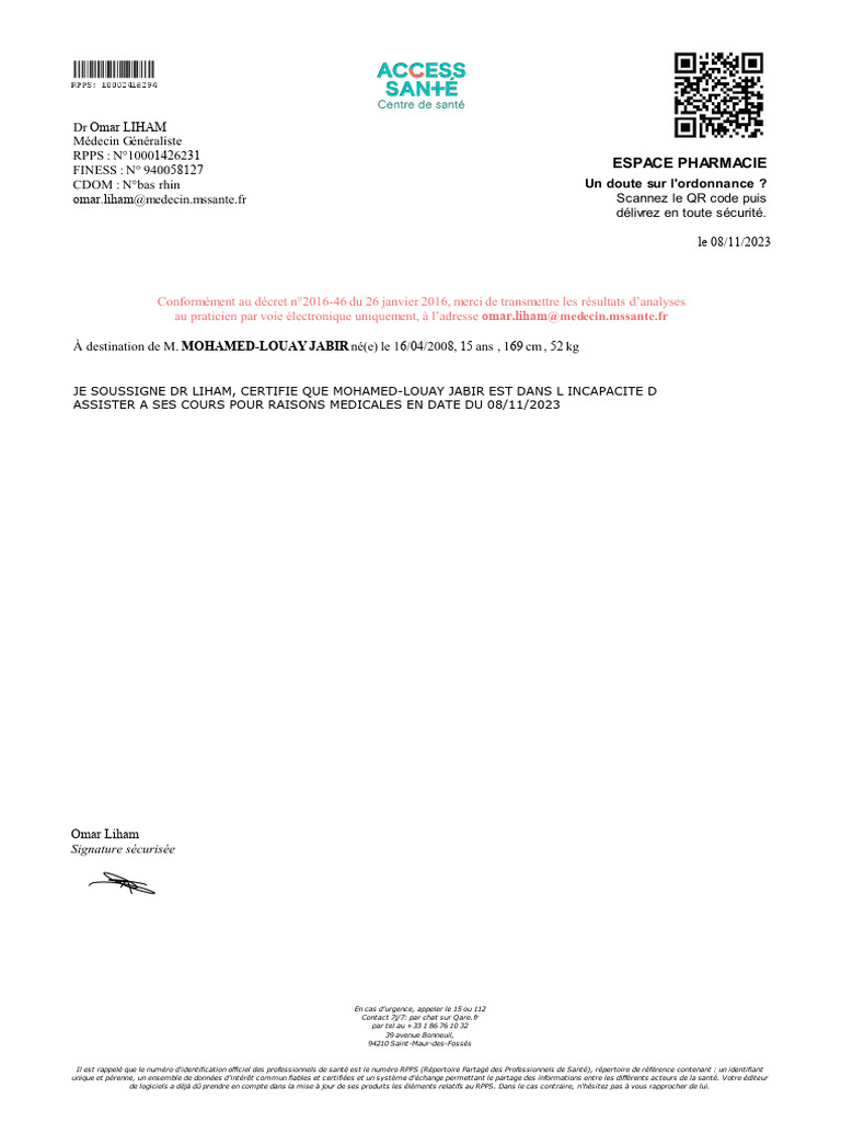Certificat d'incapacité médicale | PDF