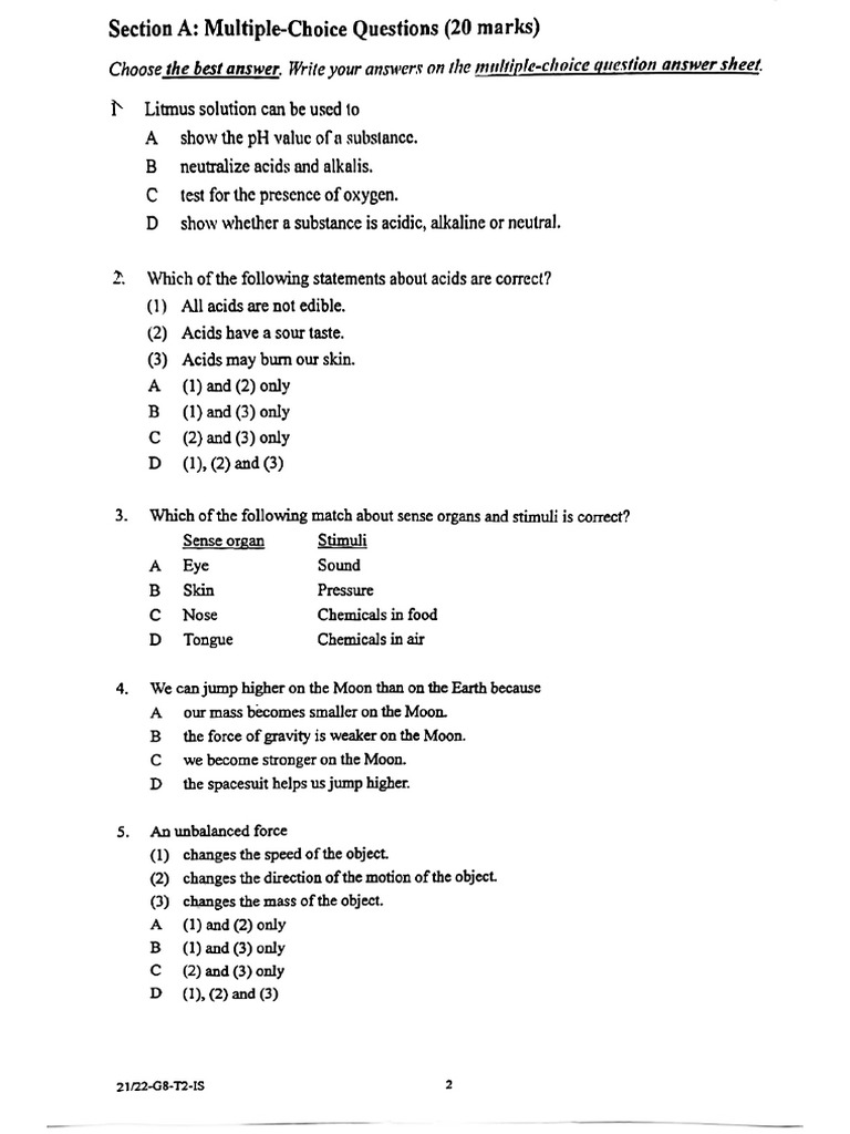 Science 8th Grade Spring Test Paper | PDF