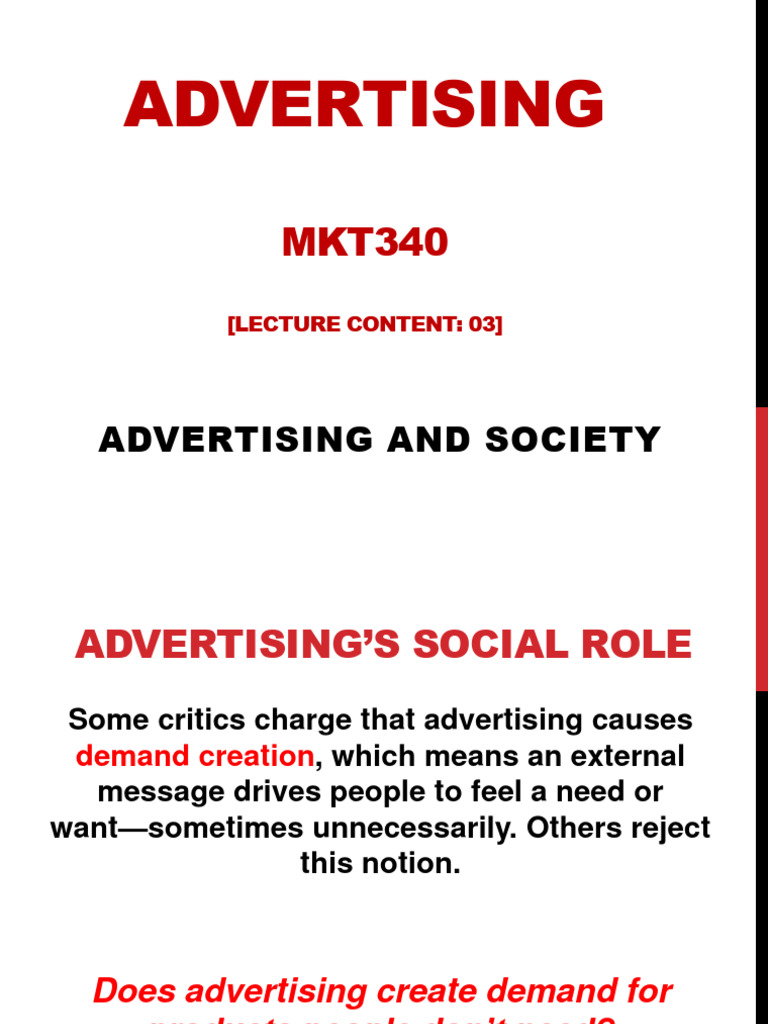 Marketing340 Advertising-Lecture 3 - ADVERTISING AND SOCIETY | PDF ...