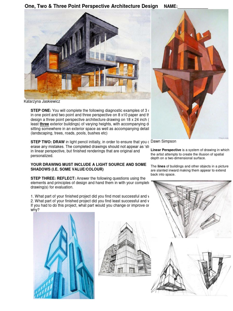 Three Point Perspective Architecture Guide | PDF | Drawing | Critical ...
