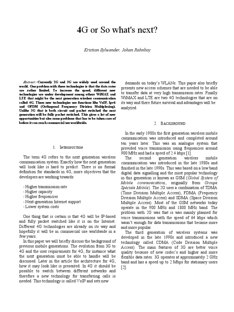 Transitioning from 3G to 4G Technologies | PDF | 4 G | Wi Max