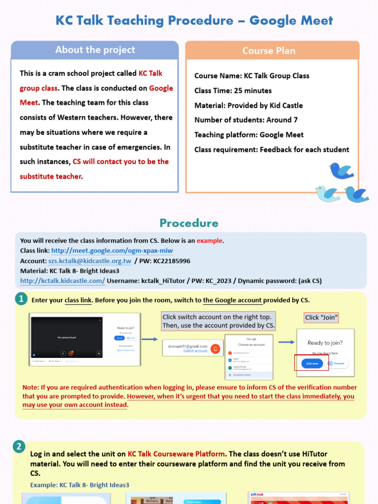 (Fillipino Teacher) KC Talk Teaching Procedure - Google Meet | PDF ...