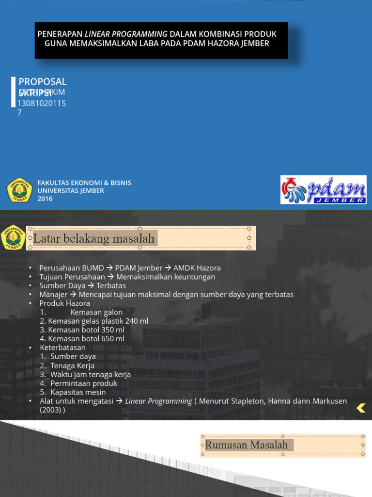 Optimasi Laba PDAM Hazora Jember dengan Linear Programming | PDF