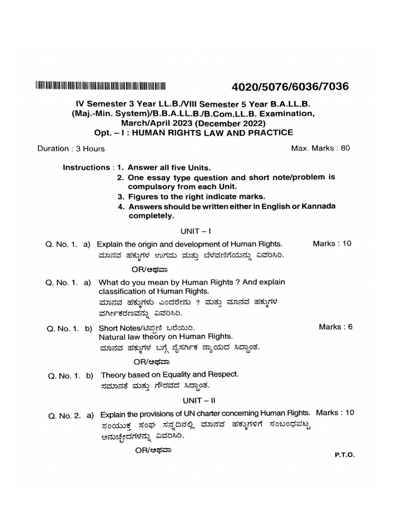 Human Rights Law Exam Questions 2023 | PDF | Human Rights ...