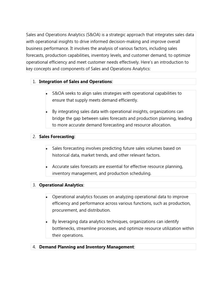 Sales And Operations Analytics Pdf Inventory Analytics