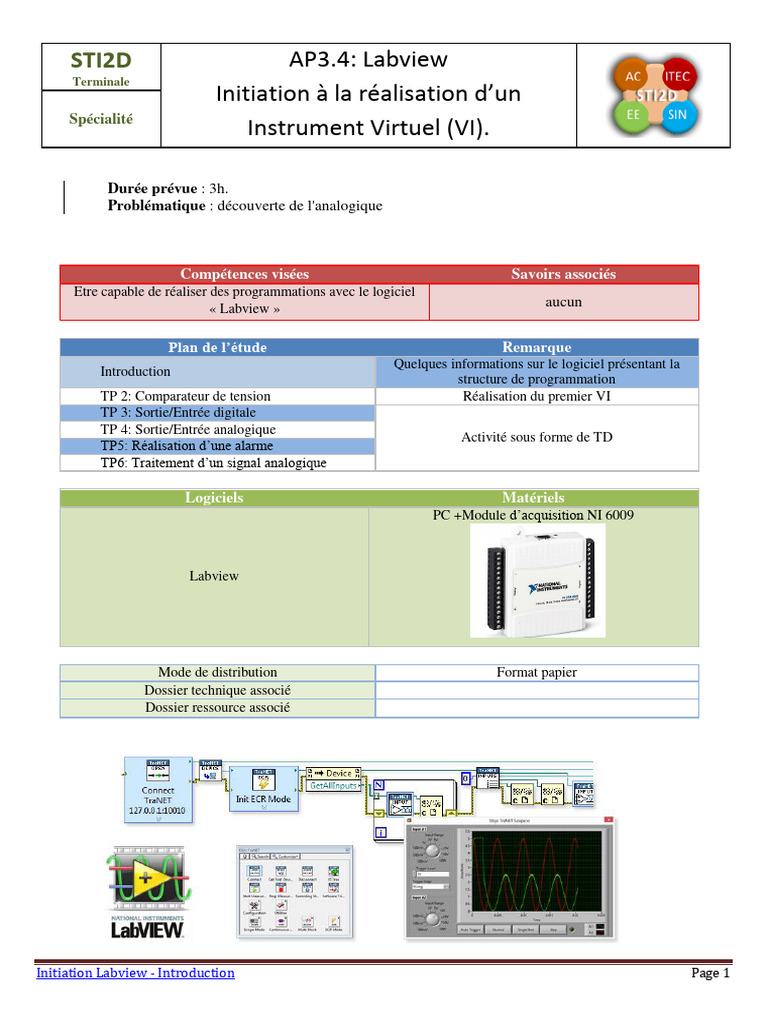 Initiation à Labview pour STI2D | PDF | Génie logiciel | Ingénierie ...