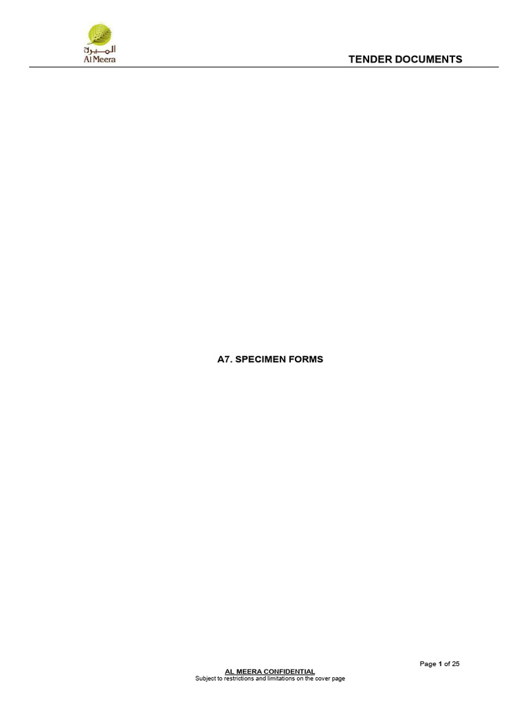 Specimen Forms for Tender Documents | PDF | Guarantee | Breach Of Contract