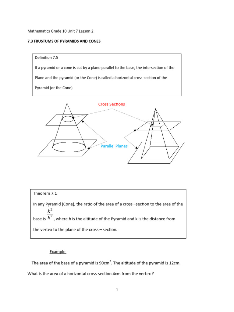Frustums of Pyramids and Cones Explained | PDF | Euclidean Geometry ...