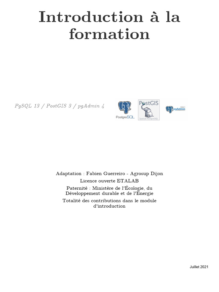 Formation PostGIS à distance : Guide complet | PDF | Bases de données ...