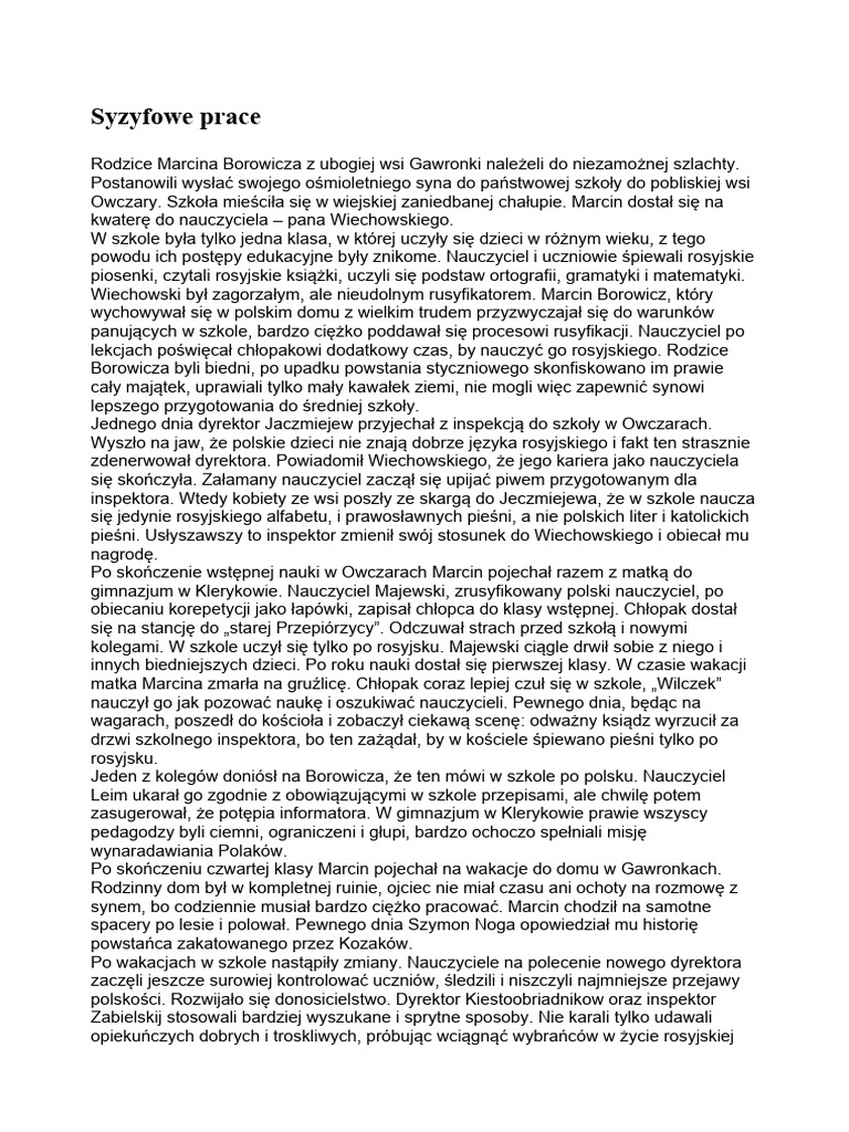 Syzyfowe Prace Test Klasa 7 Syzyfowe Prace | PDF