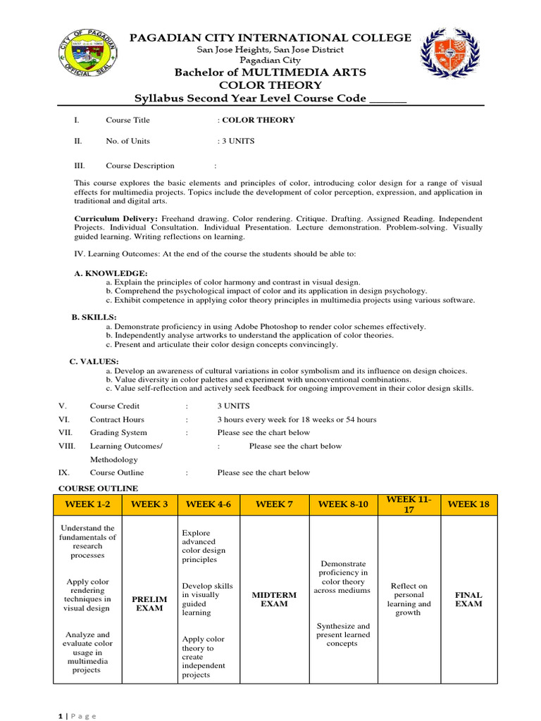 Pcic syllabus color theory pdf multimedia learning