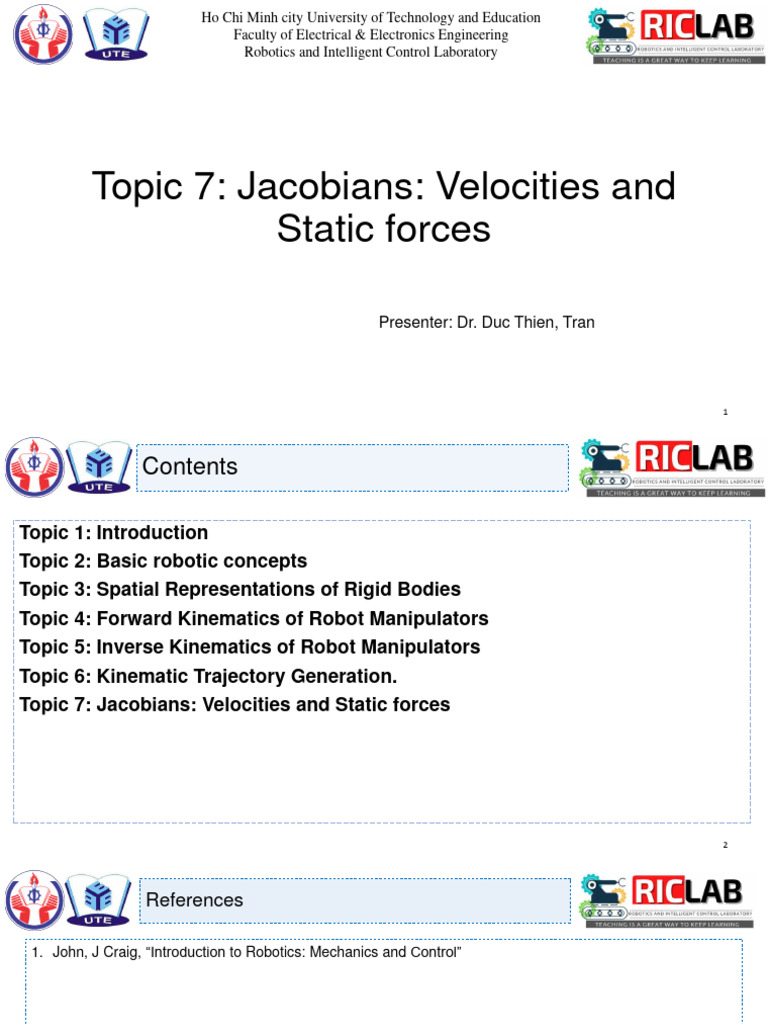 Jacobians in Robotics: Velocities & Forces | PDF | Derivative | Kinematics