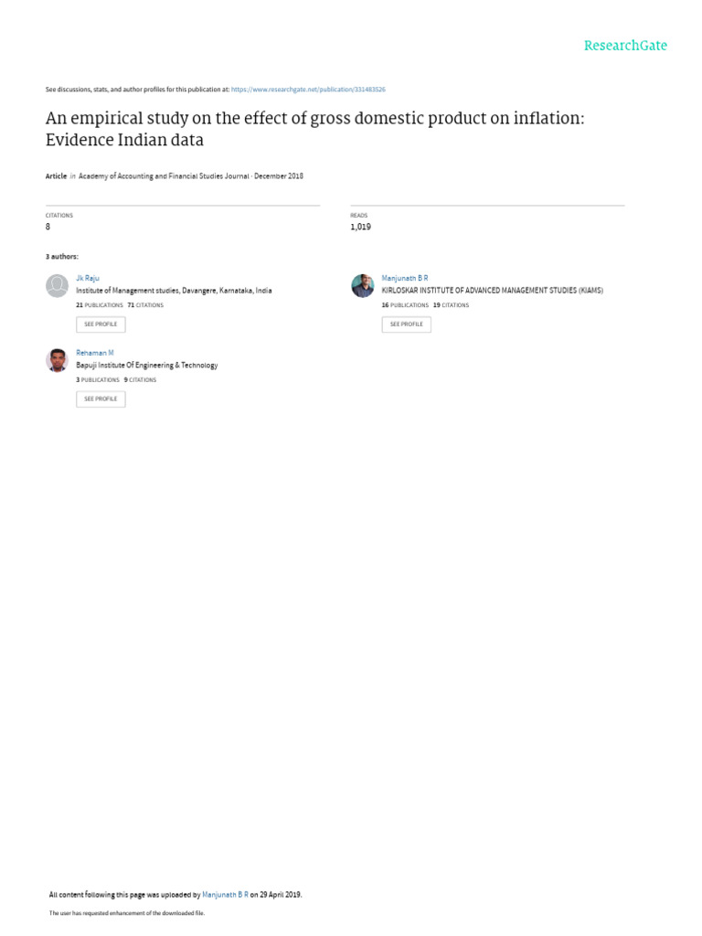 An Empirical Study On The Effect of Gross Domestic Product On Inflation ...