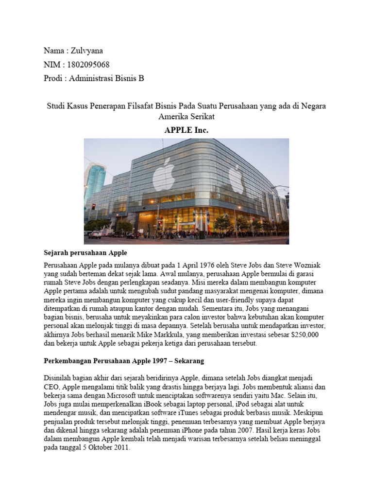 Sejarah dan Filsafat Bisnis Apple Inc. | PDF | Bisnis