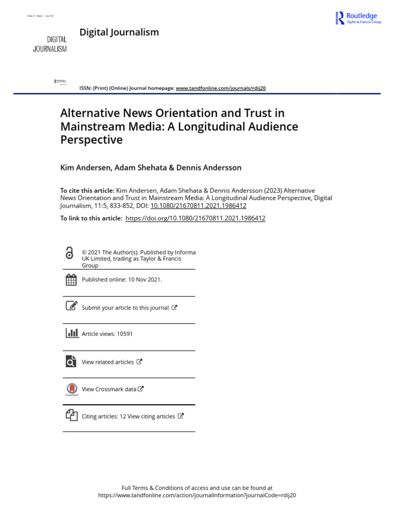 Alternative News and Media Trust Dynamics | PDF | News | Social Media