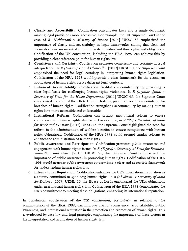 Benefits of Codifying Human Rights Law | PDF | Human Rights | Government
