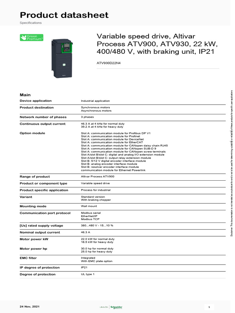 Altivar Process ATV930 Variable Speed Drive | PDF | Computing ...