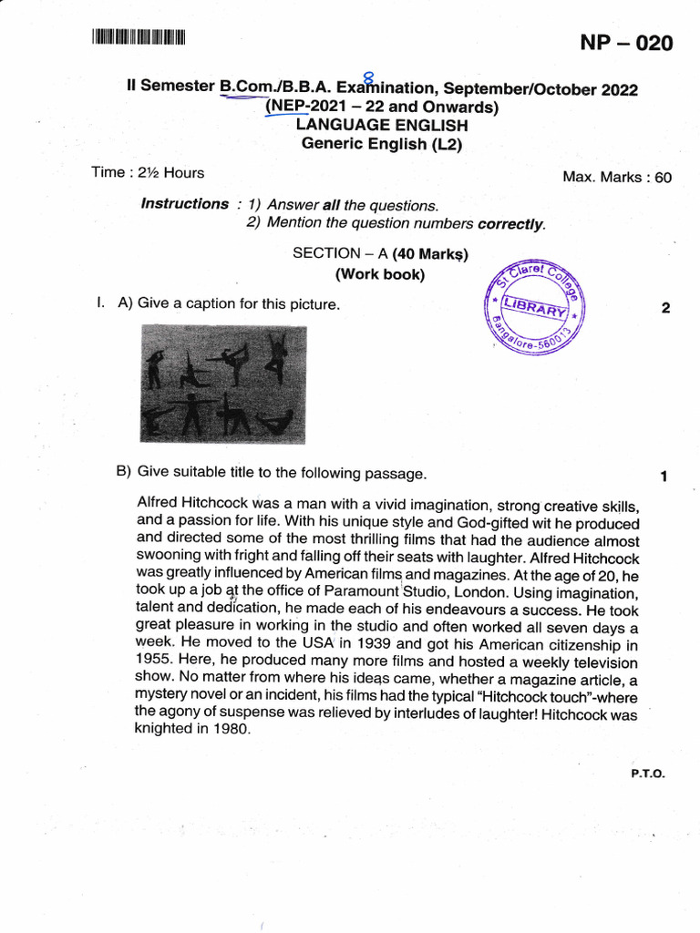 English Language Workbook Instructions | PDF