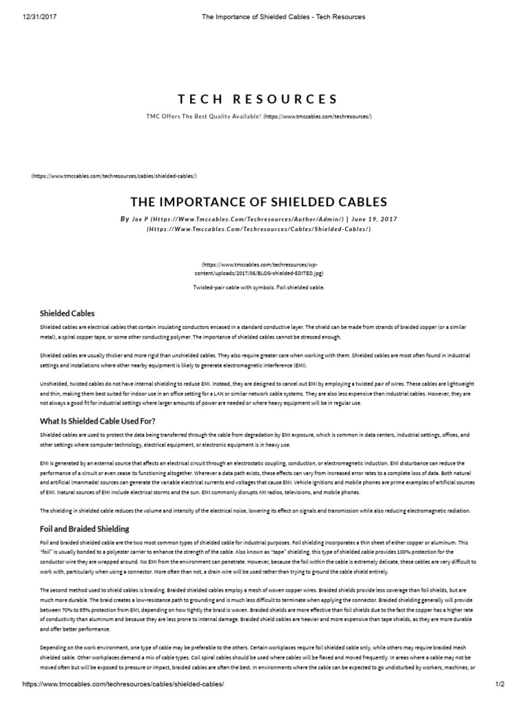 Shielded Cable Guide | PDF | Electromagnetic Interference | Electricity