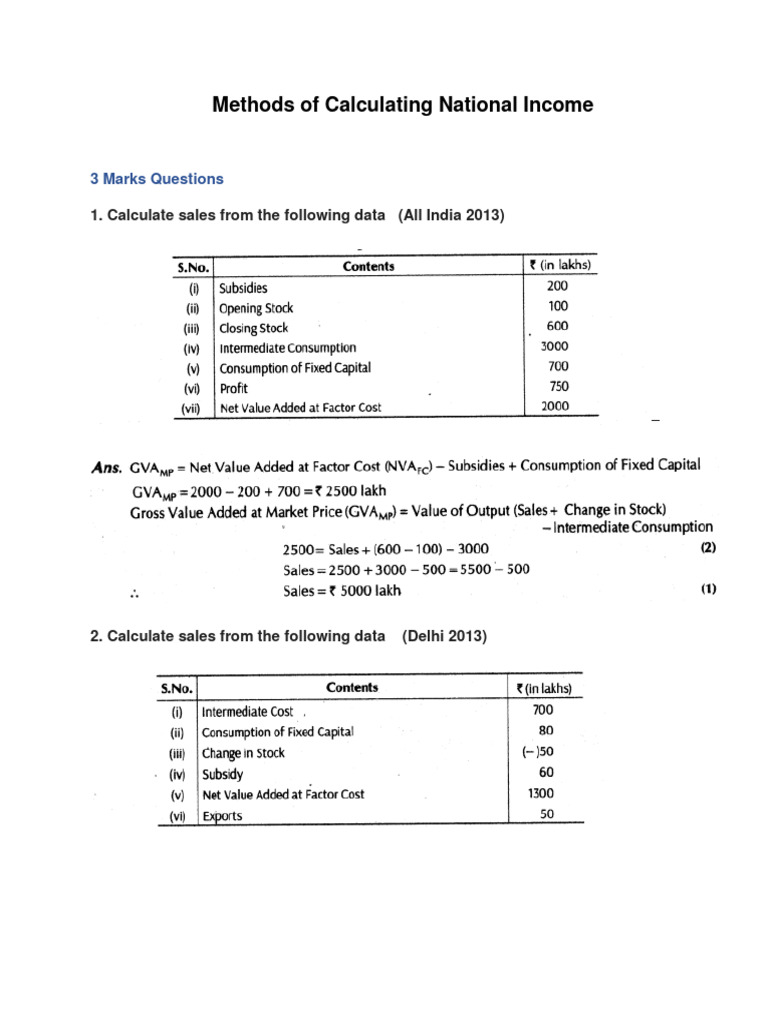 National Income Numerical | PDF | Value Added | Gross Domestic Product