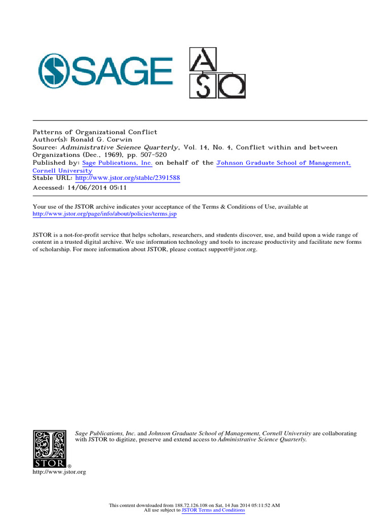 1969_ASQ_Corwin_Patterns of Organizational Conflict | PDF | Teachers ...