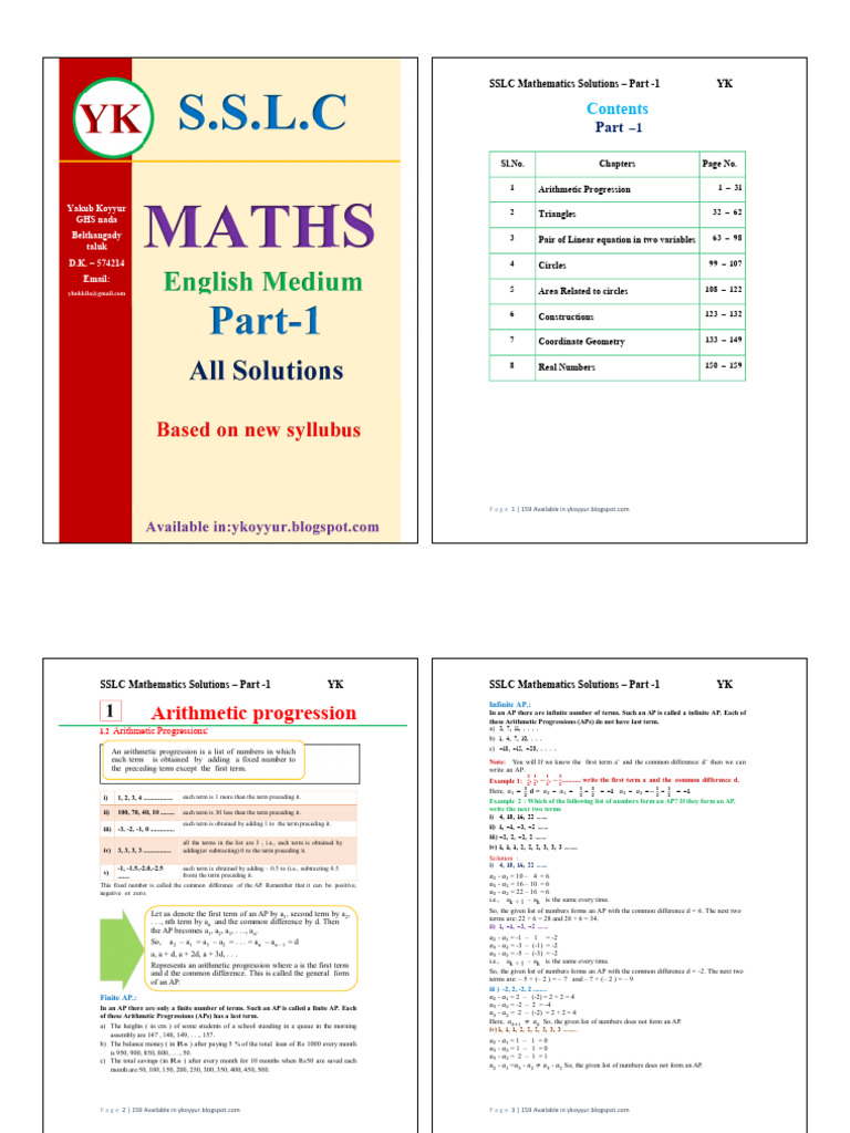 SSLC Mathematics Solutions Overview | PDF | Mathematical Analysis ...