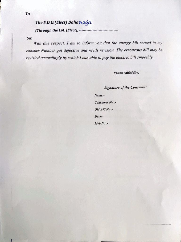 Electricity Bill Correction Request | PDF