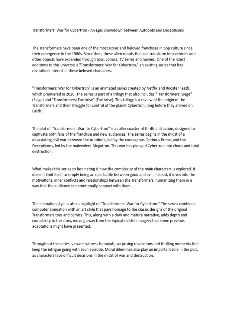 Transformers Pdf Transformers Franchise