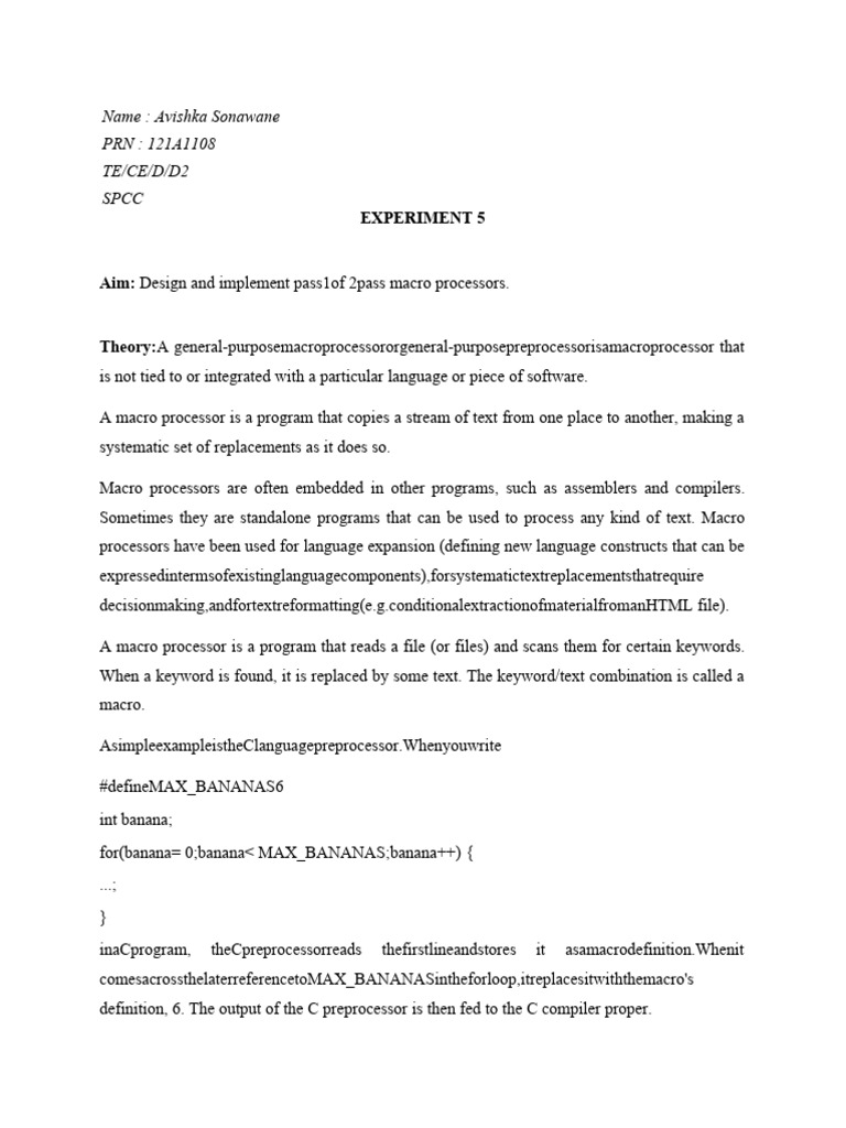 2-Pass Macro Processor Implementation | PDF | Macro (Computer Science ...