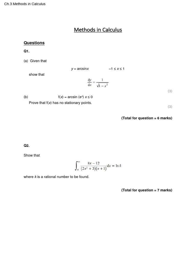 Ch.3 Methods in Calculus | PDF | Mathematical Concepts | Calculus