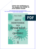PDF of Breve Histoire Des Epidemies Au Quebec Du Cholera A La Covid 19 French Edition Goulet Full Chapter Ebook