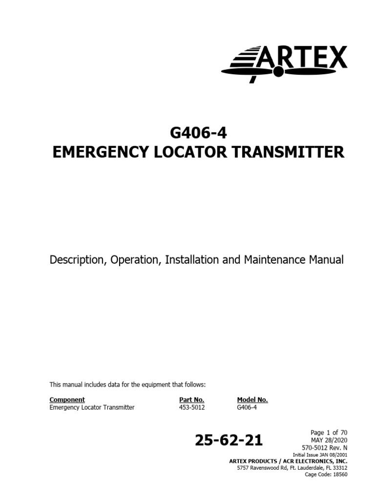G406-4 Emergency Locator Transmitter Manual | PDF | Electromagnetic ...