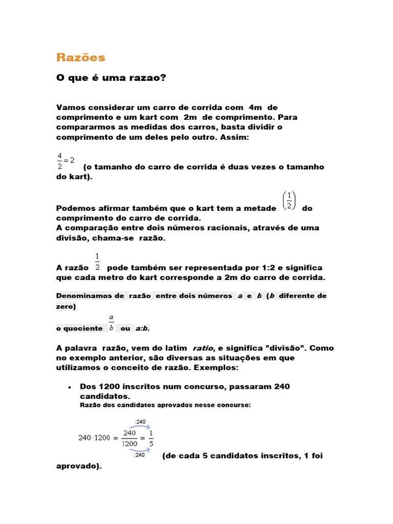 Razão So Matematica | PDF | Razão/Proporção | Matemática
