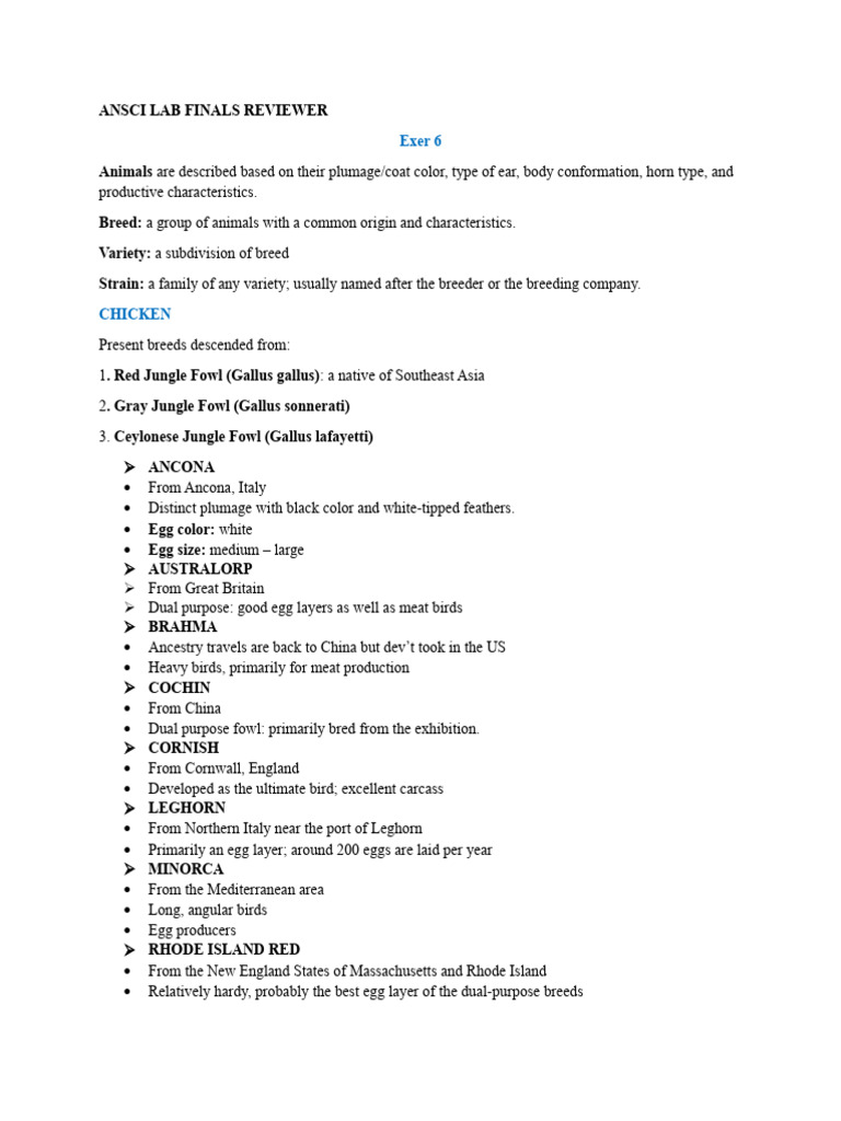 Ansci Lab Finals Reviewer | PDF | Dominance (Genetics) | Animal Feed