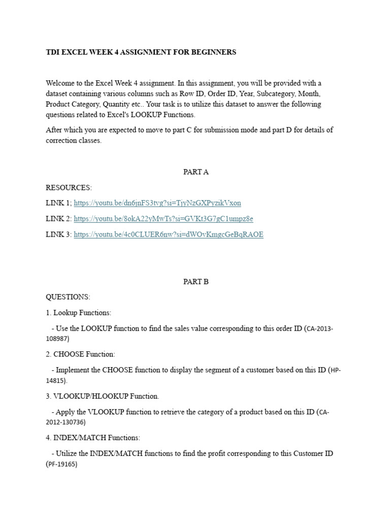 Tdi excel week 4 assignment for beginners pdf microsoft excel