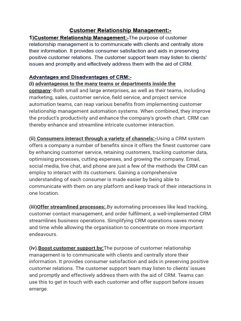 Benefits and Drawbacks of CRM Systems | PDF | Customer Relationship ...
